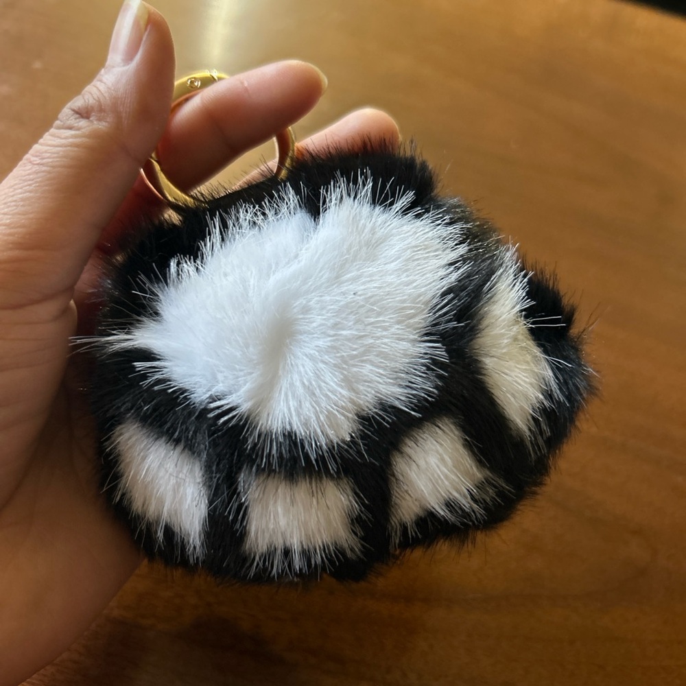 Black and White Fur Keychain Accessory